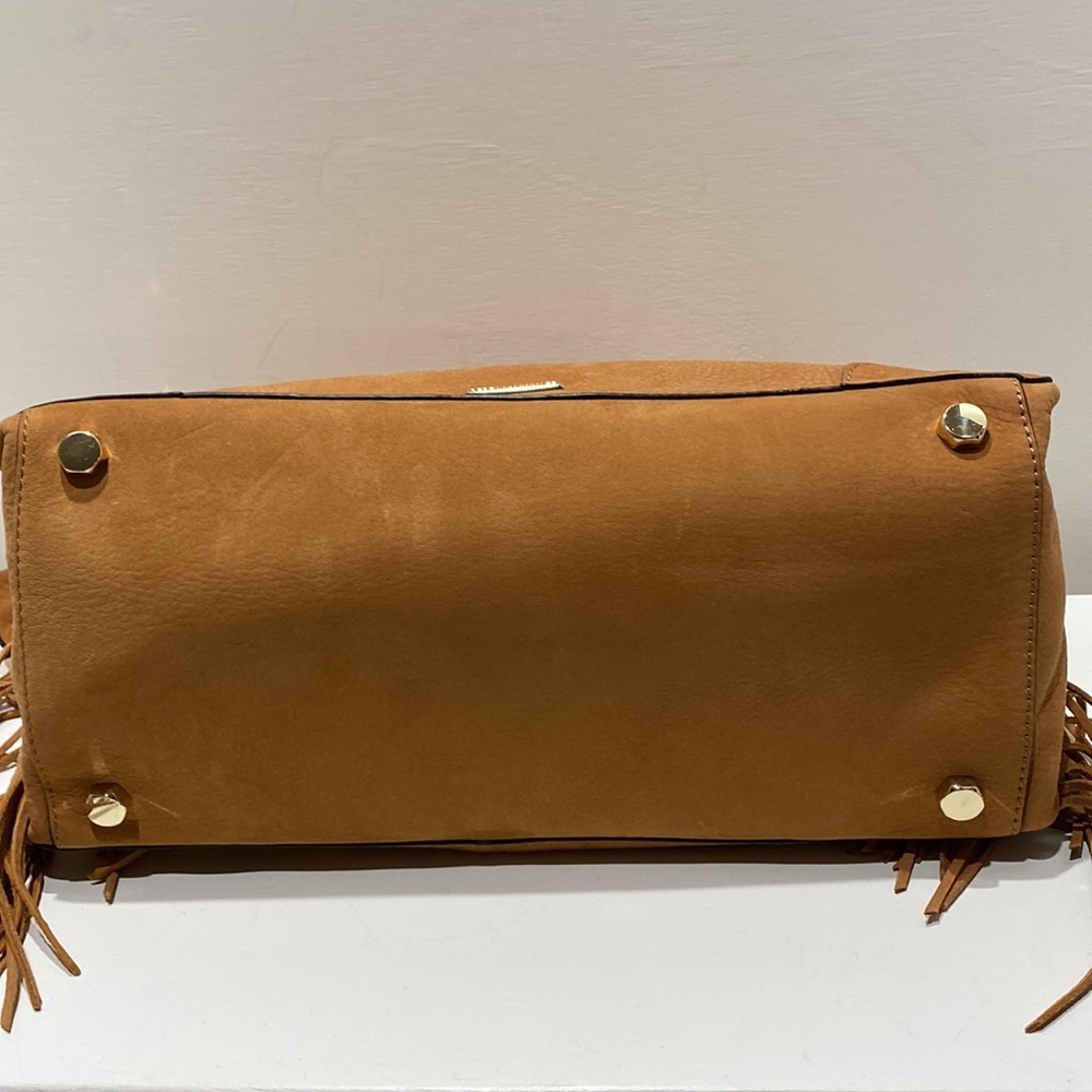 REBECCA MINKOFF “Regan” Tan Nubuck Fringed Leather Satchel - Picture 12 of 16